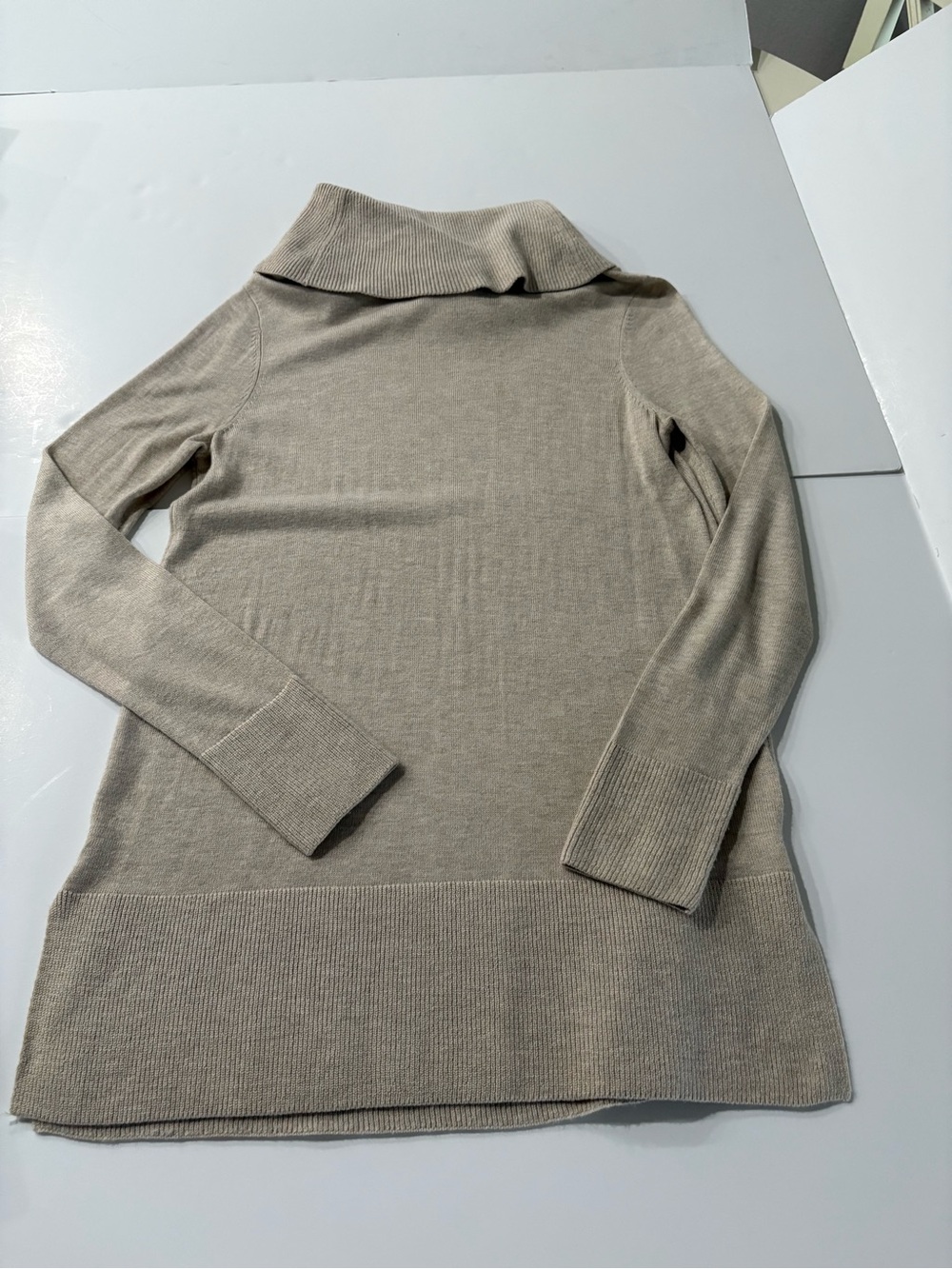 Loft Women's Turtleneck Tunic Sweater - Beige, size medium - Picture 9 of 9
